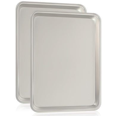 Commercial Quality Baking Sheet Pan Set, Natural Aluminum Cookie Sheet, Umite Chef Warp Resistant Nonstick Baker's Half Sheet Pan, Large Thick Cookie Tray Pans for Baking, Roasting(2 Pack, 18X13In)