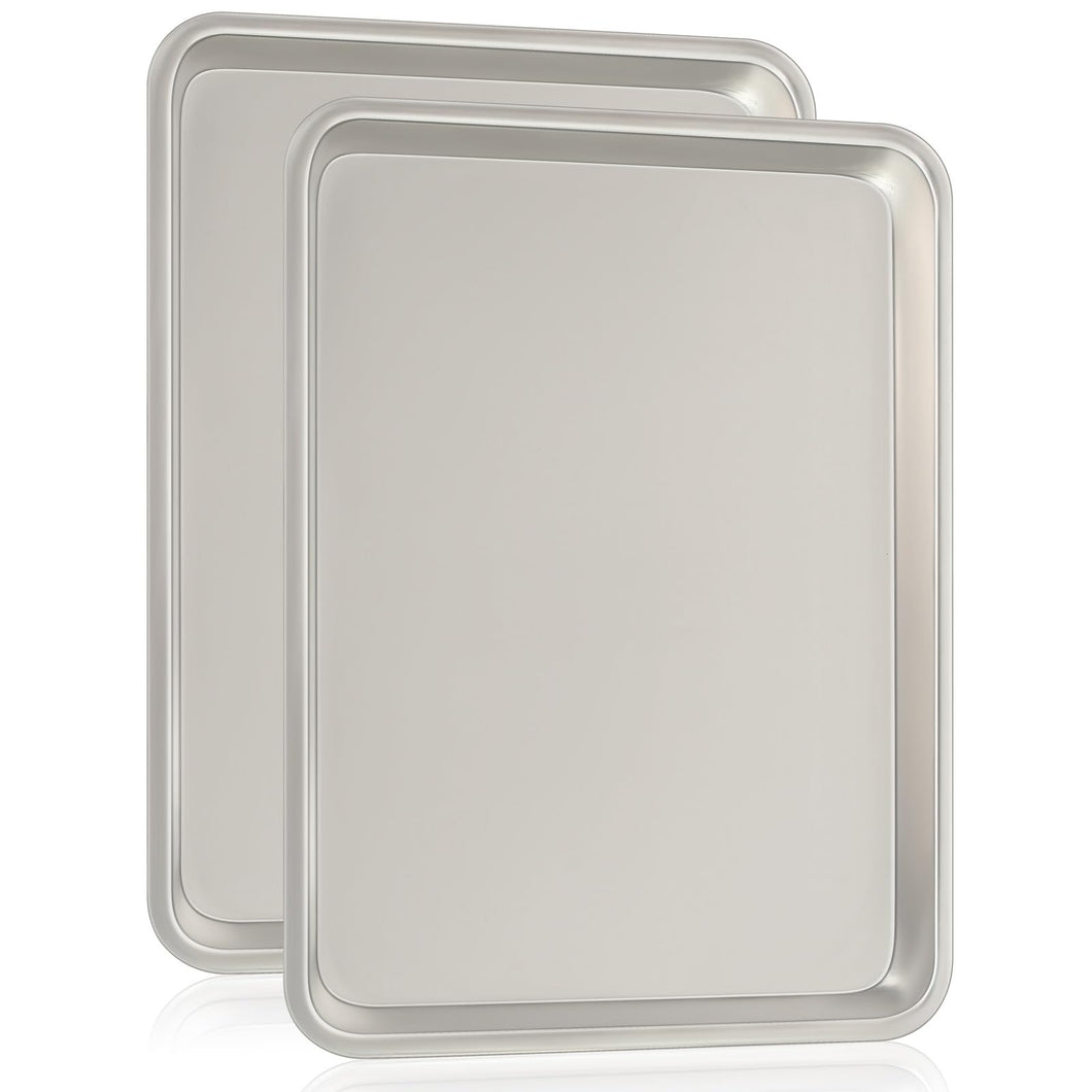 Commercial Quality Baking Sheet Pan Set, Natural Aluminum Cookie Sheet, Umite Chef Warp Resistant Nonstick Baker's Half Sheet Pan, Large Thick Cookie Tray Pans for Baking, Roasting(2 Pack, 18X13In)