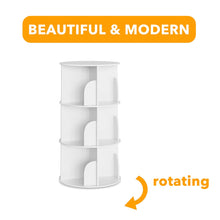 Load image into Gallery viewer, SpaceAid 4 Tier Rotating Bookshelf Tower, Spinning Bookcase Lazy Susan, Revolving 360 Book Shelf Storage Round Carousel, Vertical Rotate Turning Spiral Corner Organizer, White