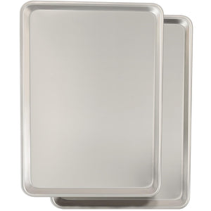 Commercial Quality Baking Sheet Pan Set, Natural Aluminum Cookie Sheet, Umite Chef Warp Resistant Nonstick Baker's Half Sheet Pan, Large Thick Cookie Tray Pans for Baking, Roasting(2 Pack, 18X13In)