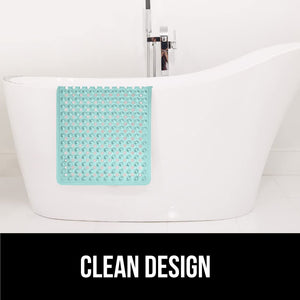 Bath Tub Shower Mat, Machine Washable Bathtub Floor Liner Mats, Suction Cups and Drain Holes to Keep Tubs Clean, Soft on Feet, Bathroom Essentials, 35x16 Inch, Clear