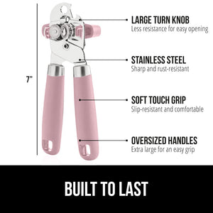 Heavy Duty Stainless Steel Smooth Edge Manual Can Opener and Bottle Openers, Soft Ergonomic Handle, Oversized Handheld Easy Turn Knob, Multifunctional Kitchen Tool, Black