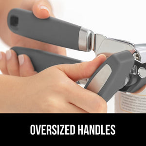 Heavy Duty Stainless Steel Smooth Edge Manual Can Opener and Bottle Openers, Soft Ergonomic Handle, Oversized Handheld Easy Turn Knob, Multifunctional Kitchen Tool, Black