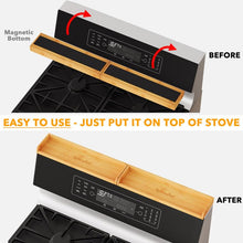 Load image into Gallery viewer, SpaceAid 30&quot; Wide Kitchen Shelf Organizer for Stove, Magnetic Bamboo Spices Shelf for Home Stove Kitchen Storage Organization (Fit for Flat Top Only)