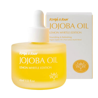 ROUGH & RAW, USDA Organic Cold-Pressed 100% Pure Golden Organic Jojoba Oil from Israel + Lemon Myrtle Oil, Anti-Oxidation from Australia, made in Korea 1.52 fl.oz