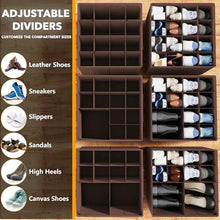 Load image into Gallery viewer, SpaceAid Shoe Organizer for Closet, 2 Pack Foldable Shoe Storage Containers Baskets Boxes Bins w/Adjustable Dividers, Fits 16-32 Pairs, Black