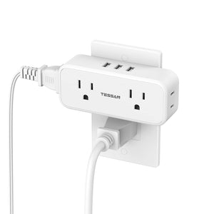 Surge Protector Outlet Extender, TESSAN Multi Plug Splitter with 4 Electrical Outlets 3 USB Ports(1 USB C), Multiple Plug Mini Wall Expander for Home Bathroom Office Dorm Room Essentials