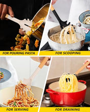 Load image into Gallery viewer, Pack of 2 Spaghetti Spoon, Silicone Pasta Fork with Wooden Handle, Heat Resistant Noodle Spoon Server, BPA Free Spaghetti Strainer(BLACK-RED)
