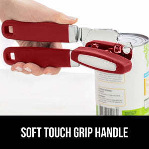 Heavy Duty Stainless Steel Smooth Edge Manual Can Opener and Bottle Openers, Soft Ergonomic Handle, Oversized Handheld Easy Turn Knob, Multifunctional Kitchen Tool, Black
