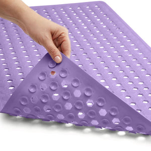Bath Tub Shower Mat, Machine Washable Bathtub Floor Liner Mats, Suction Cups and Drain Holes to Keep Tubs Clean, Soft on Feet, Bathroom Essentials, 35x16 Inch, Clear