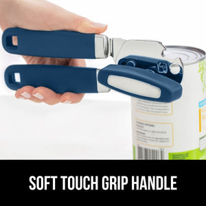 Heavy Duty Stainless Steel Smooth Edge Manual Can Opener and Bottle Openers, Soft Ergonomic Handle, Oversized Handheld Easy Turn Knob, Multifunctional Kitchen Tool, Black