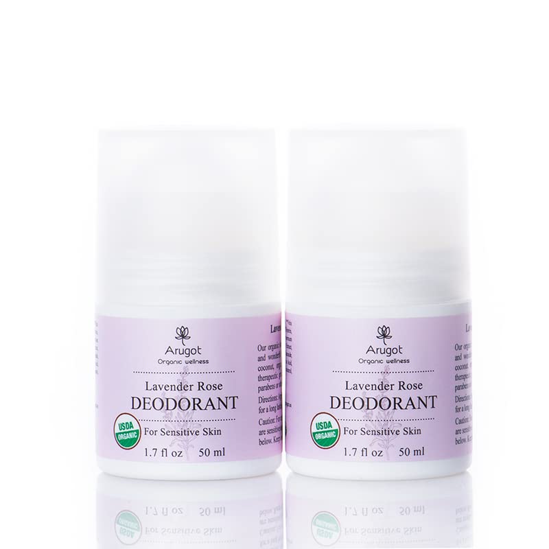 Lavender Rose Roll On Deodorant, Organic, Made in Israel | No Irritating Baking Soda or Aluminum