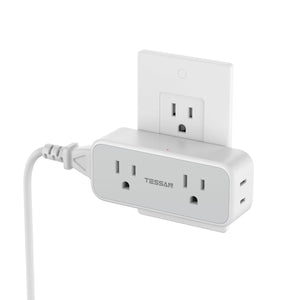 Surge Protector Outlet Extender, TESSAN Multi Plug Splitter with 4 Electrical Outlets 3 USB Ports(1 USB C), Multiple Plug Mini Wall Expander for Home Bathroom Office Dorm Room Essentials