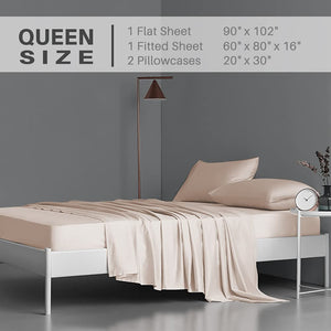 Secura Queen Bed Sheet Set, 4pcs Bedding Sheets & Pillowcases, Soft Microfiber 1800 Thread Count 16" Deep Pocket Luxury Bed Sheets - Hypoallergenic, Wrinkle & Fade Resistant (Black)