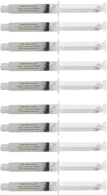 35% Carbamide Peroxide 10 Syringes (10 ml) of Teeth Whitening Gel - (2) LED Accelerator Light - 4Mouth Trays -2 Shade Guide Instructions