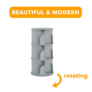 SpaceAid 4 Tier Rotating Bookshelf Tower, Spinning Bookcase Lazy Susan, Revolving 360 Book Shelf Storage Round Carousel, Vertical Rotate Turning Spiral Corner Organizer, White