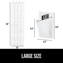 Load image into Gallery viewer, Over the Door Shoe Organizer, 24 Large Breathable Mesh Pockets, Space Saving Hanging Storage Holder, Closet Rack Hanger Holds Up to 40 lbs, Hangs on Closets for Shoes, Accessories, Black