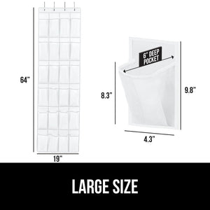 Over the Door Shoe Organizer, 24 Large Breathable Mesh Pockets, Space Saving Hanging Storage Holder, Closet Rack Hanger Holds Up to 40 lbs, Hangs on Closets for Shoes, Accessories, Black