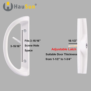 Sliding Patio Door Handle Set with Key Cylinder and Mortise Lock, Full Replacement Handle Lock Set Fits Door Thickness from 1-1/2" to 1-3/4", 3-15/16” Screw Hole Spacing, Reversible Design(Non-Handed)