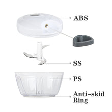 Load image into Gallery viewer, Manual Food Chopper Vegetable Cutter, Hand String Vegetable Chopper Onions Cutter for Vegetable Fruits Nuts BPA Free Food Safe Material, 550ml Gray