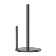 Load image into Gallery viewer, Paper Towel Holder Black, Premium Stainless Steel Kitchen Roll Dispenser, Countertop Roll Organizer with Weighted Base