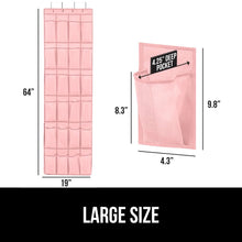 Load image into Gallery viewer, Over the Door Shoe Organizer, 24 Large Breathable Mesh Pockets, Space Saving Hanging Storage Holder, Closet Rack Hanger Holds Up to 40 lbs, Hangs on Closets for Shoes, Accessories, Black