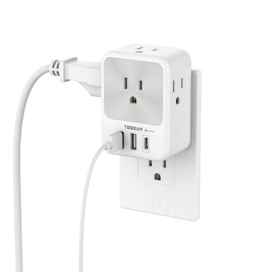 Surge Protector Wall Outlet Extender, TESSAN Multi Plug Outlet Splitter with 3 USB Charging Blocks(1 USB C), Multi Plug Wall Charger for Home, Office, School, College Dorm Essentials
