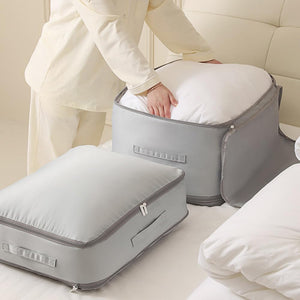 Ultra Space Saving Self Compression Organizer, 2024 New Heavy Duty Storage Travel Packing Storage Tote, Premium Moving Bags Space Bags with Handles for Clothes Blankets Bed Quilt (Gray, X-Large)