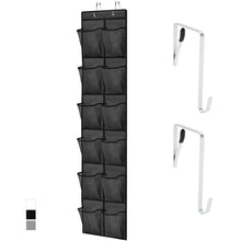 Load image into Gallery viewer, Over the Door Shoe Organizer, 24 Large Breathable Mesh Pockets, Space Saving Hanging Storage Holder, Closet Rack Hanger Holds Up to 40 lbs, Hangs on Closets for Shoes, Accessories, Black