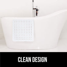 Load image into Gallery viewer, Bath Tub Shower Mat, Machine Washable Bathtub Floor Liner Mats, Suction Cups and Drain Holes to Keep Tubs Clean, Soft on Feet, Bathroom Essentials, 35x16 Inch, Clear