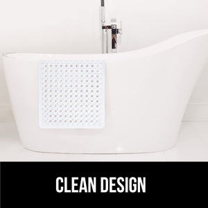 Bath Tub Shower Mat, Machine Washable Bathtub Floor Liner Mats, Suction Cups and Drain Holes to Keep Tubs Clean, Soft on Feet, Bathroom Essentials, 35x16 Inch, Clear
