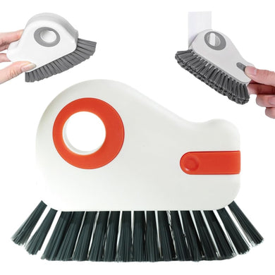 2 in 1 Groove Cleaning Brush Window Track Cleaning Tools, 2024 New Hard Bristle Crevice Cleaning Brush with Hidden Scraper, Shutter Door Window Track Kitchen Cleaning Brushes Kit (1, Orange)