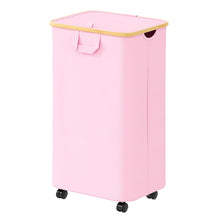 Load image into Gallery viewer, SpaceAid Laundry Hamper with Lid, 110L Large Tall Clothes Basket Bin with Bamboo Handles, Collapsible Laundry Hamper for Bedroom, Bathroom, Dorm, Laundry Room - Black