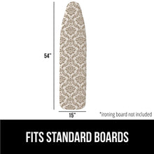Load image into Gallery viewer, Ironing Board Cover and Pad, Silicone Coating, Thick Scorch Resistant Padding, Heavy Duty Iron Covers Standard Boards, Hook and Loop Fastener Strap, Silver, 15x54