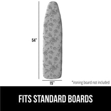 Load image into Gallery viewer, Ironing Board Cover and Pad, Silicone Coating, Thick Scorch Resistant Padding, Heavy Duty Iron Covers Standard Boards, Hook and Loop Fastener Strap, Silver, 15x54