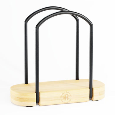 Napkin Holder for Table - Modern Black Napkin Dispenser, Bamboo and Iron Design, Non-Slip, Suitable for Kitchen, Dining, Farmhouse, Cocktail, Picnic, Bar, Outdoor Use - Holds Paper Napkins, Mail, Bill