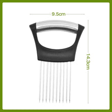 Load image into Gallery viewer, 2024 New Stainless Steel Onion Slice Holder, Multifunctional Onion Slicer Chopper Vegetable Cutter, Premium Avocados Lemon Potato Tomato Carrots and Other Vegetable Fixing Slicer (1)