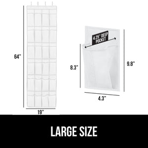 Over the Door Shoe Organizer, 24 Large Breathable Mesh Pockets, Space Saving Hanging Storage Holder, Closet Rack Hanger Holds Up to 40 lbs, Hangs on Closets for Shoes, Accessories, Black