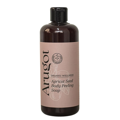 Apricot Seed Organic Body Peeling Soap Cleanser, Hyaluronic Acid & Aloe Vera Cleanser, Exfoliating, Made in Israel, 16.9 Fl Oz