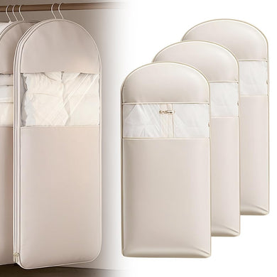 Space Saving Hanging Garment Bag with Self Compression Zipper, 2025 New Lightweight Clothes Dust Cover Storage Bag, Multifunctional Wardrobe Organizer for Travelers (Transparent, Small)