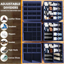 Load image into Gallery viewer, SpaceAid Shoe Organizer for Closet, 2 Pack Foldable Shoe Storage Containers Baskets Boxes Bins w/Adjustable Dividers, Fits 16-32 Pairs, Black