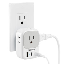 Load image into Gallery viewer, USB Wall Charger, Wall Plug Adapter Outlet Extender, TESSAN 3 Charger Block (1 USB C Port), Multi Charging Station for Cruise, Bathroom, Office, Dorm Essentials