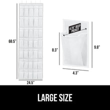 Load image into Gallery viewer, Over the Door Shoe Organizer, 24 Large Breathable Mesh Pockets, Space Saving Hanging Storage Holder, Closet Rack Hanger Holds Up to 40 lbs, Hangs on Closets for Shoes, Accessories, Black
