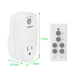 Remote Control Outlet, TESSAN Wireless Electrical Plug Switch for Lights, Lamps, Fans, 100ft RF Range, 1200W (1 Remote + 1 Outlet)