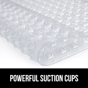 Bath Tub Shower Mat, Machine Washable Bathtub Floor Liner Mats, Suction Cups and Drain Holes to Keep Tubs Clean, Soft on Feet, Bathroom Essentials, 35x16 Inch, Clear