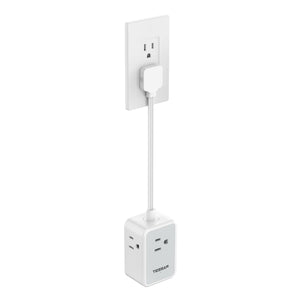 Small Flat Plug Power Strip, TESSAN Ultra Thin Extension Cord with 3 USB Wall Charger (1 USB C), 3 Outlets Mini Charging Station, 5 ft Slim Plug for Cruise Travel Office School Dorm Room Essentials