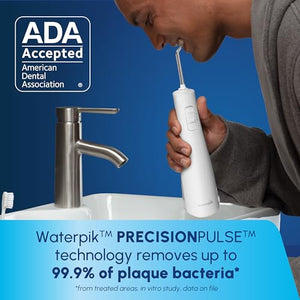 Waterpik Cordless Pulse Rechargeable Portable Water Flosser for Teeth, Gums, Braces Care and Travel with 2 Flossing Tips, Waterproof, ADA Accepted, WF-20 Blue, Packaging May Vary