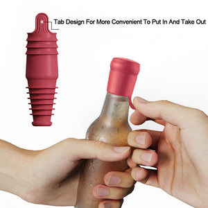 Silicone Wine Stopper Reusable Wine Bottle Stopper, 8Pcs Champagne Stoppers for Bottles, Food Grade Rubber Wine Stoppers for Wine Bottles (Black+Red)