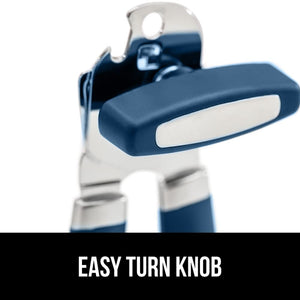 Heavy Duty Stainless Steel Smooth Edge Manual Can Opener and Bottle Openers, Soft Ergonomic Handle, Oversized Handheld Easy Turn Knob, Multifunctional Kitchen Tool, Black