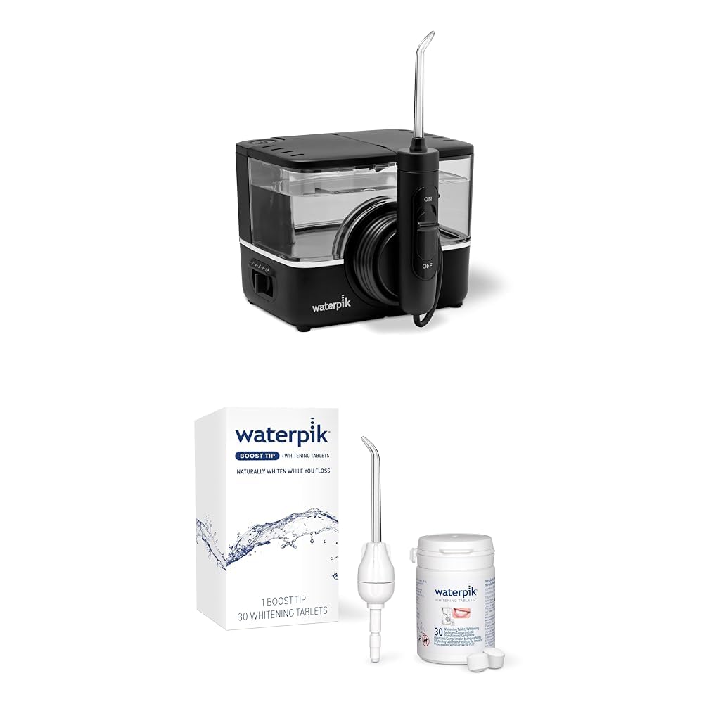 Waterpik ION Professional Water Flosser, WF-20 Black and Waterpik Boost Whitening Tip and Tablets Bundle